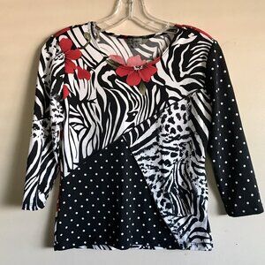 Vintage Caia Y2K 90s Floral Patchwork‎ Polka Dot Woman’s Size Small Retro